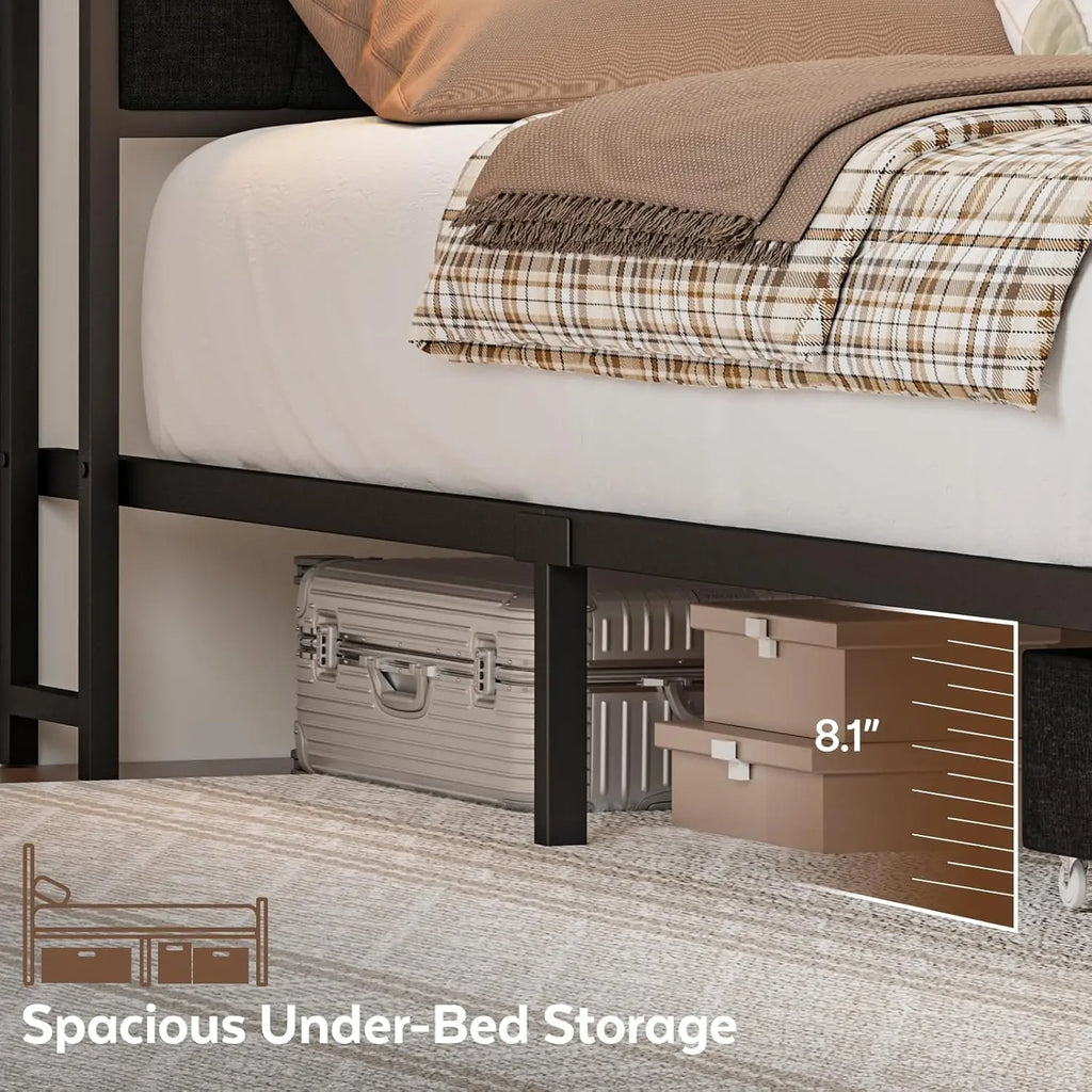 Queen Corner Storage Bed with LED Lights