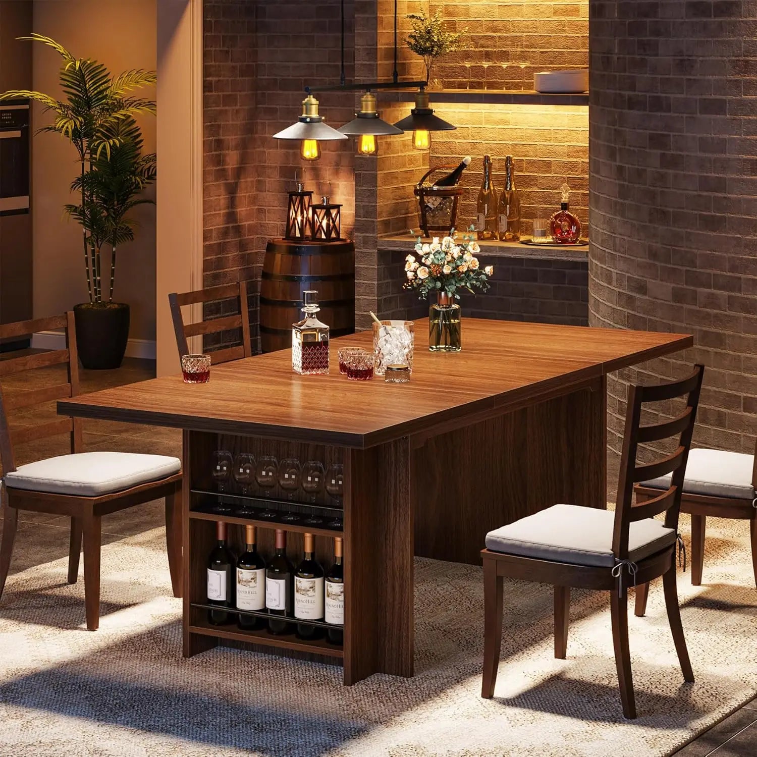 Farmhouse Dining Table with Storage