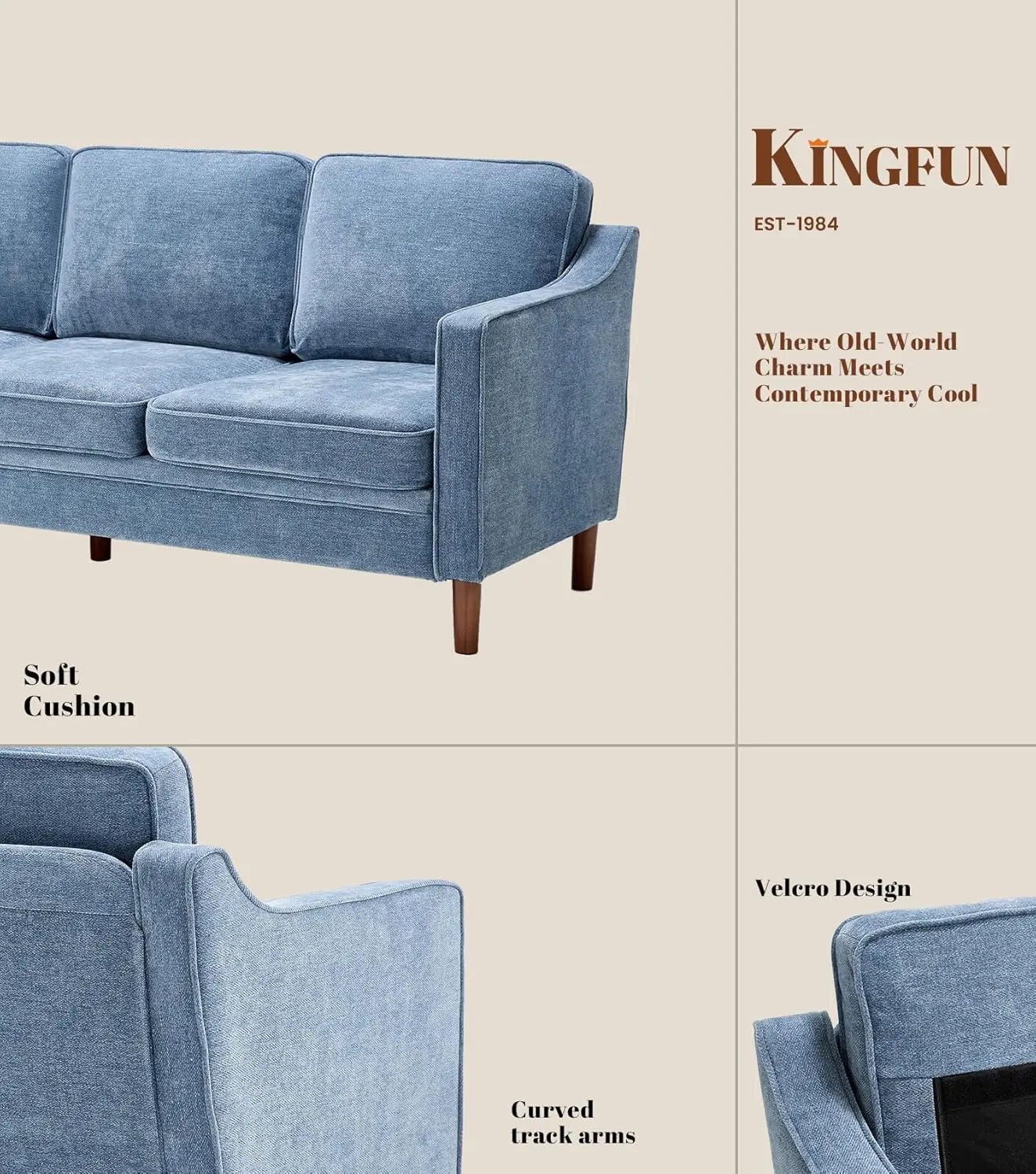 Light Blue Chenille Sofa
