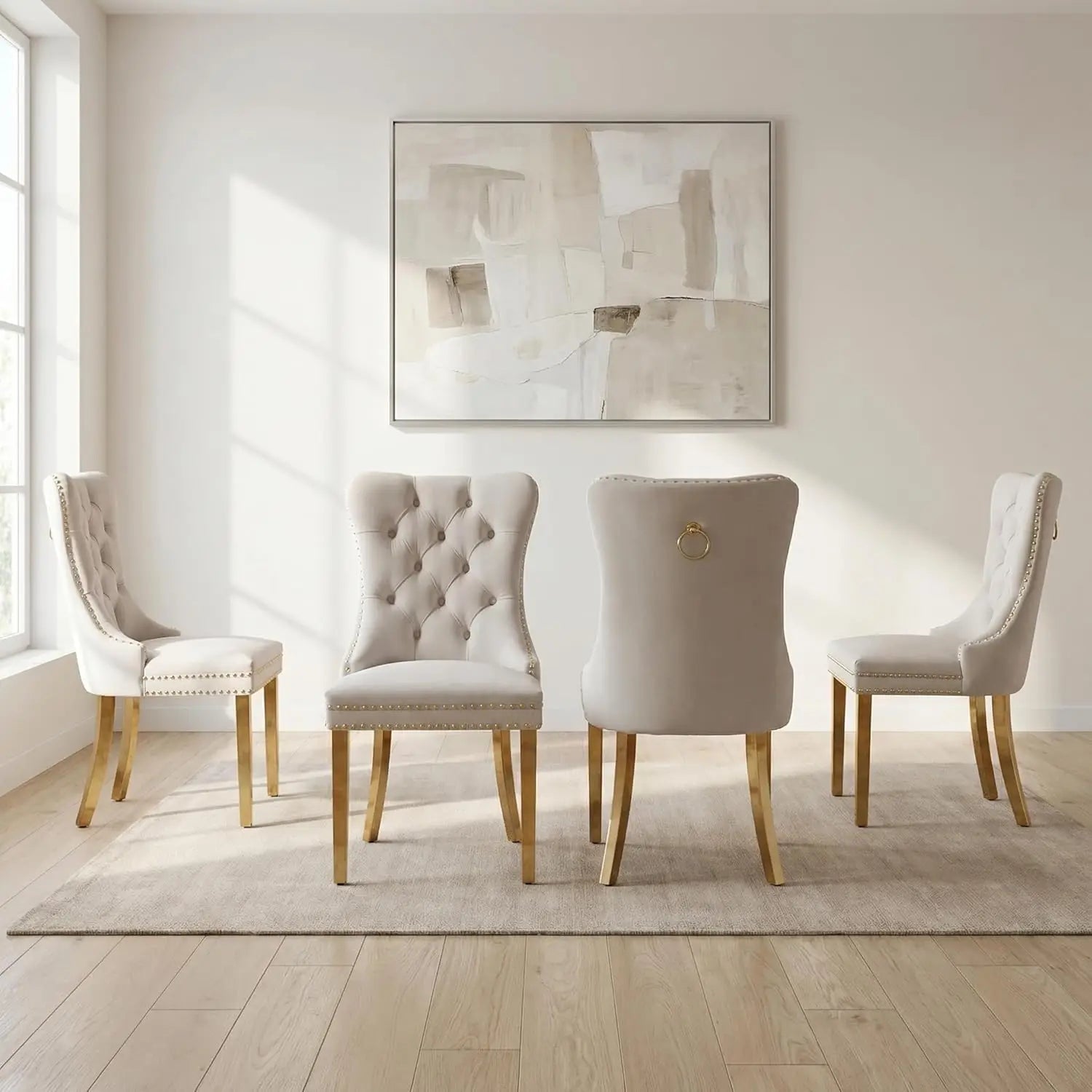 Tufted Velvet Dining Chairs Set of 4
