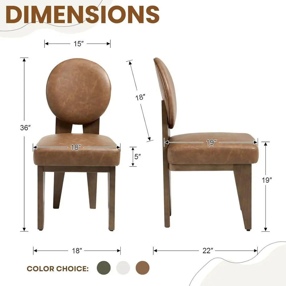 Upholstered Leather Dining Chairs Set of 2