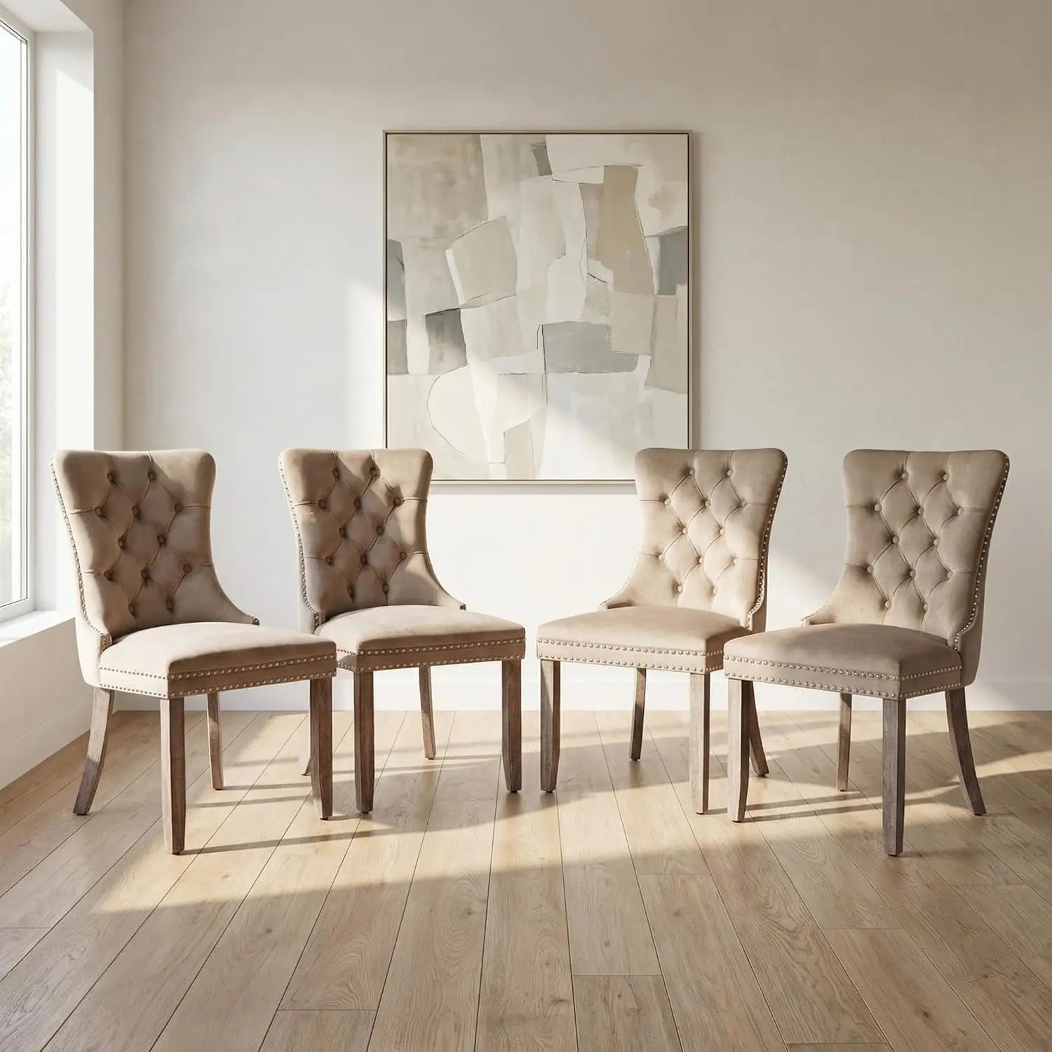 Tufted Velvet Dining Chairs Set of 4