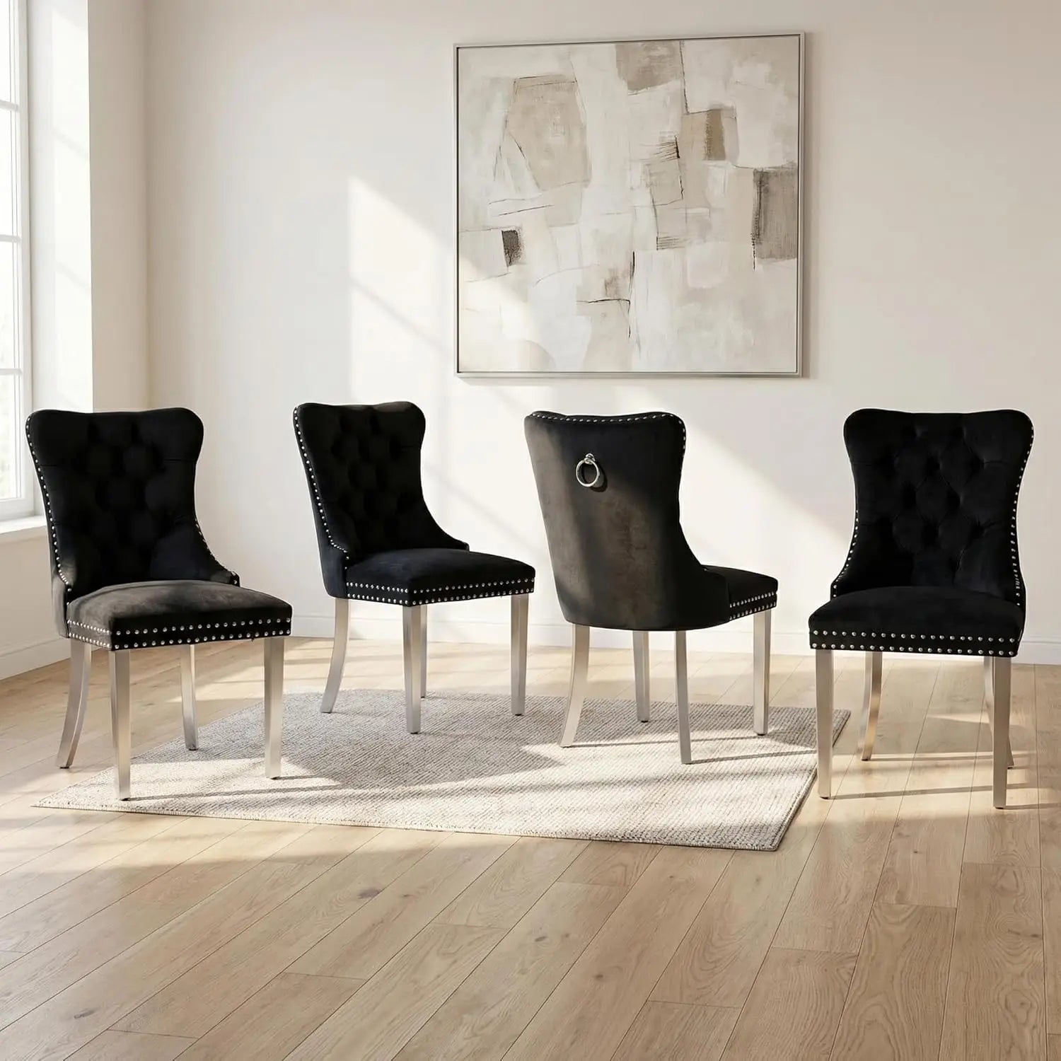 Tufted Velvet Dining Chairs Set of 4