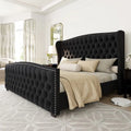 Velvet Wingback Platform Bed