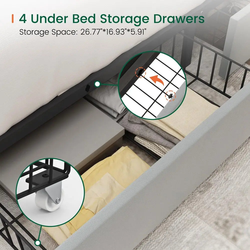 King Velvet Storage Bed