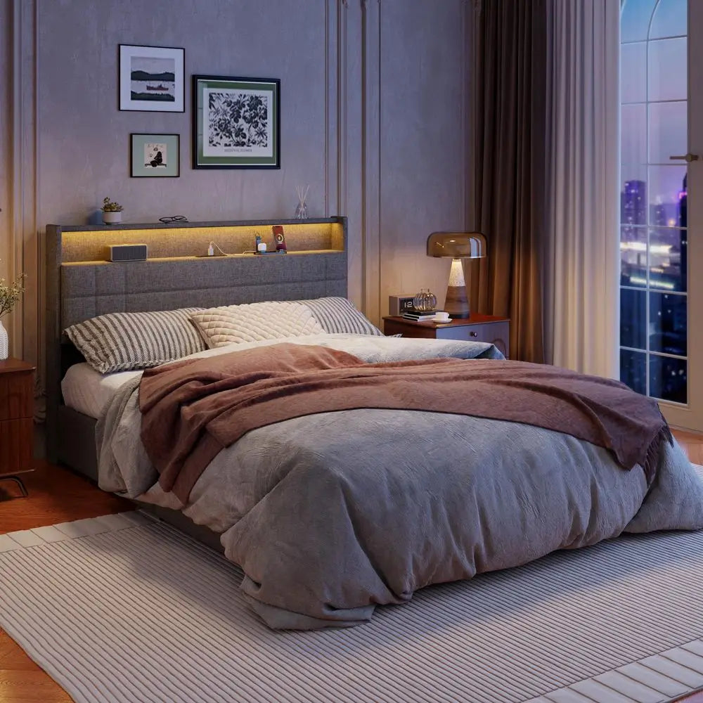 Full Storage Bed with Charging Station