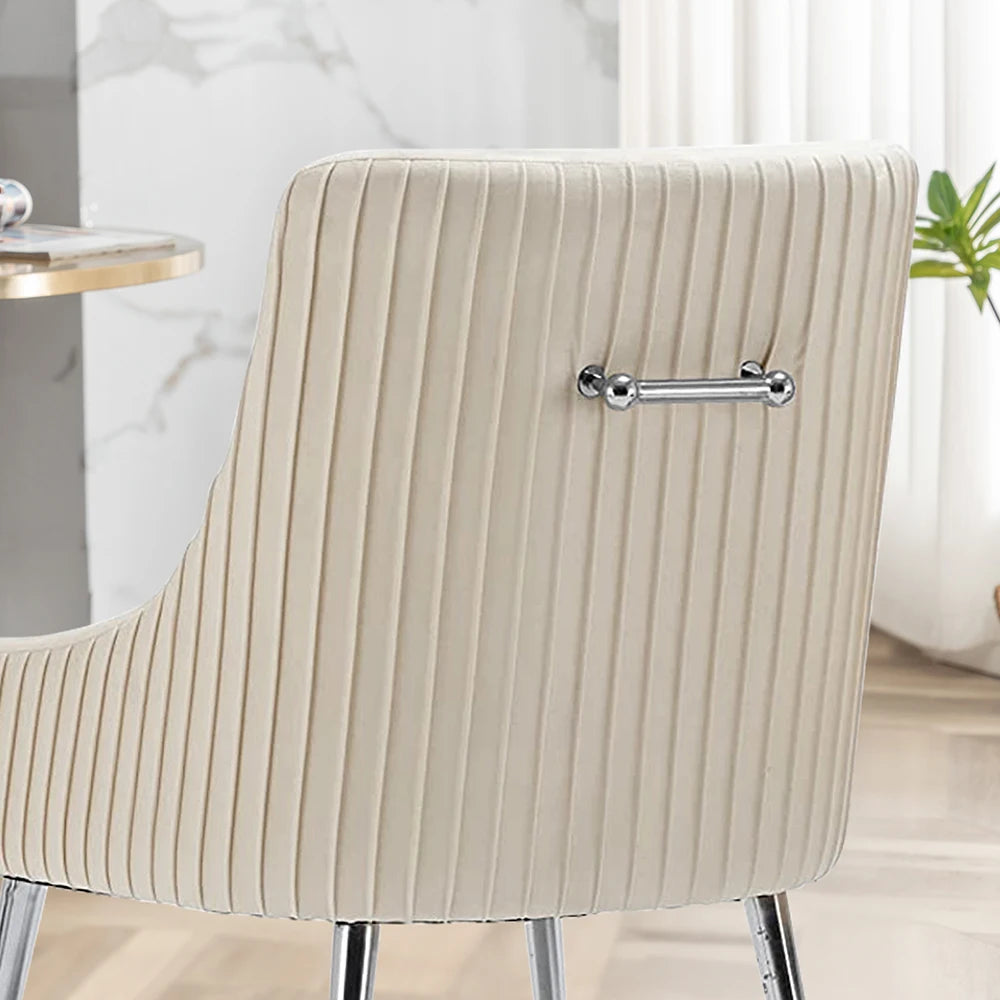 Velvet Pleated Dining Chairs Set of 6