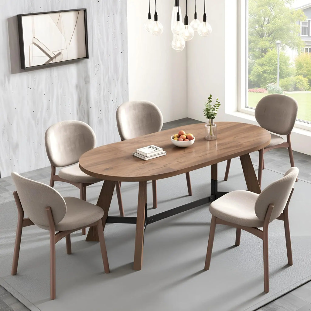 Rustic Oval Dining Table for 6–8