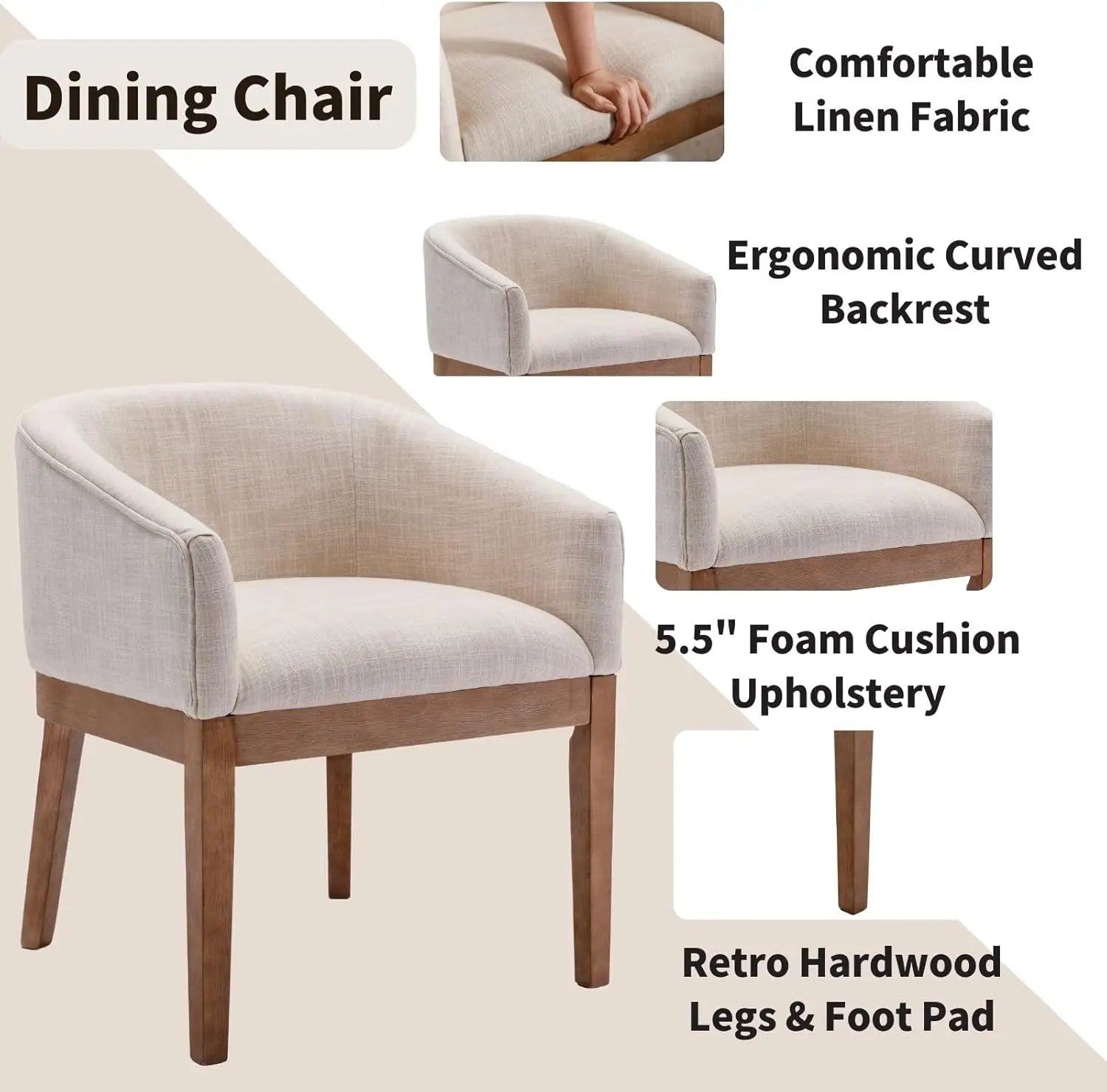 Mid-Century Barrel Dining Chairs Set of 2