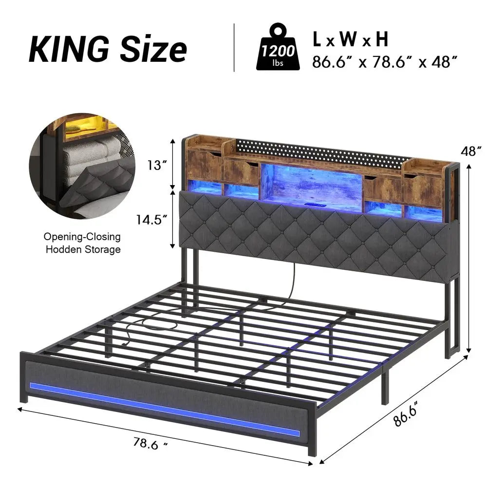 King Upholstered Storage Bed