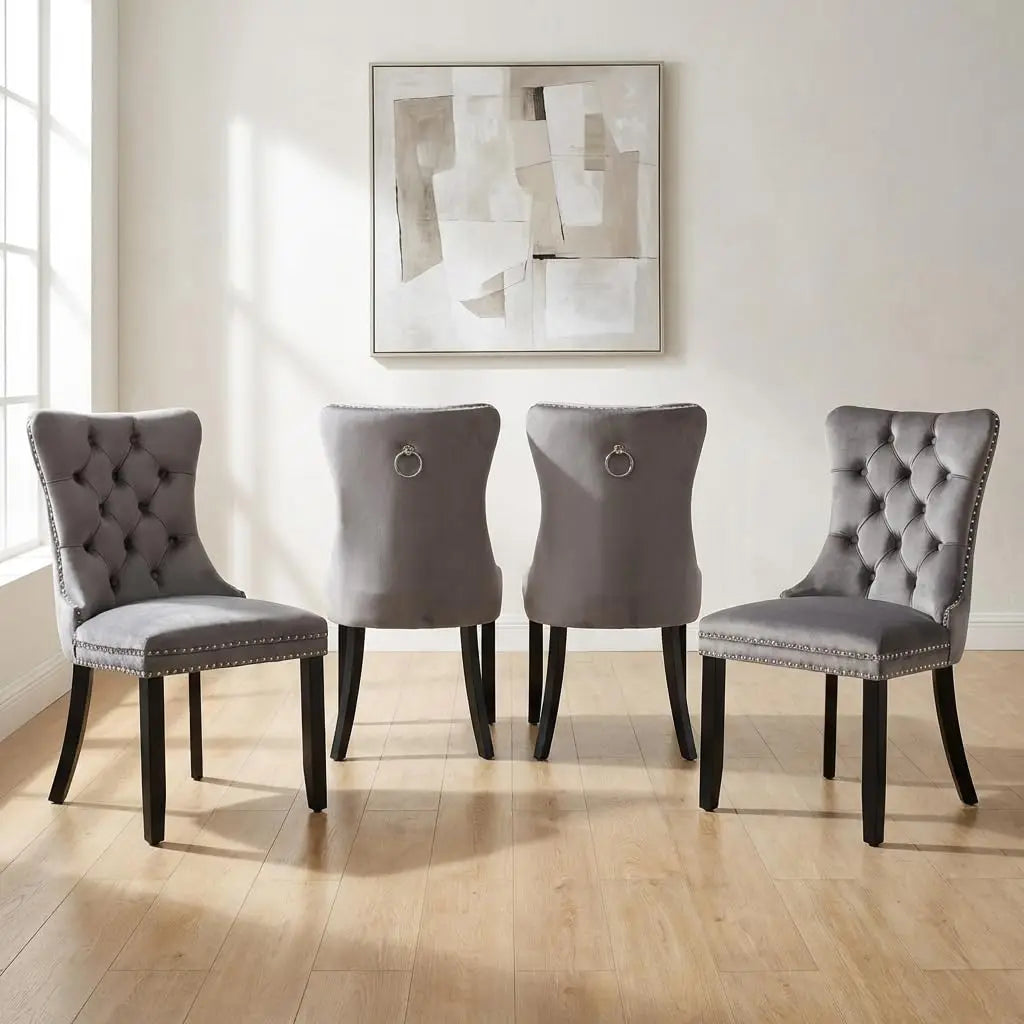 Tufted Velvet Dining Chairs Set of 4