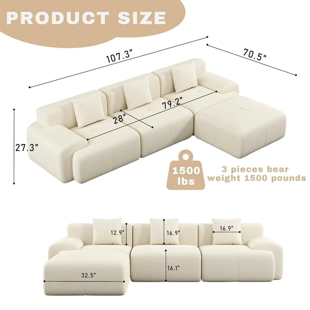 Modular Sectional Sofa with Ottoman
