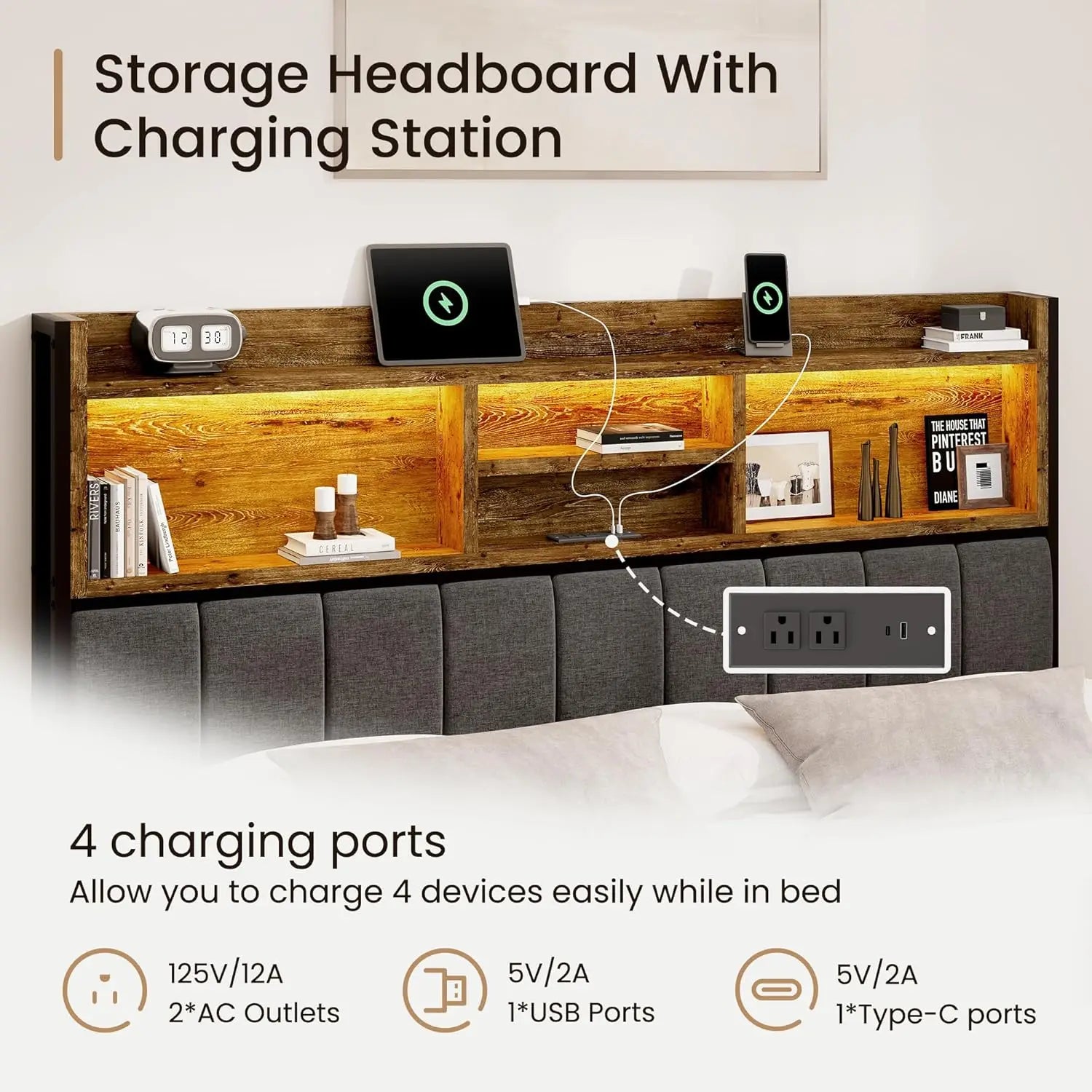 Queen Storage Bed with USB Charging
