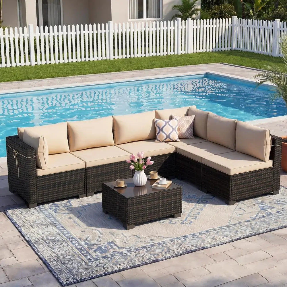 Wicker Tea Table Sofa Set