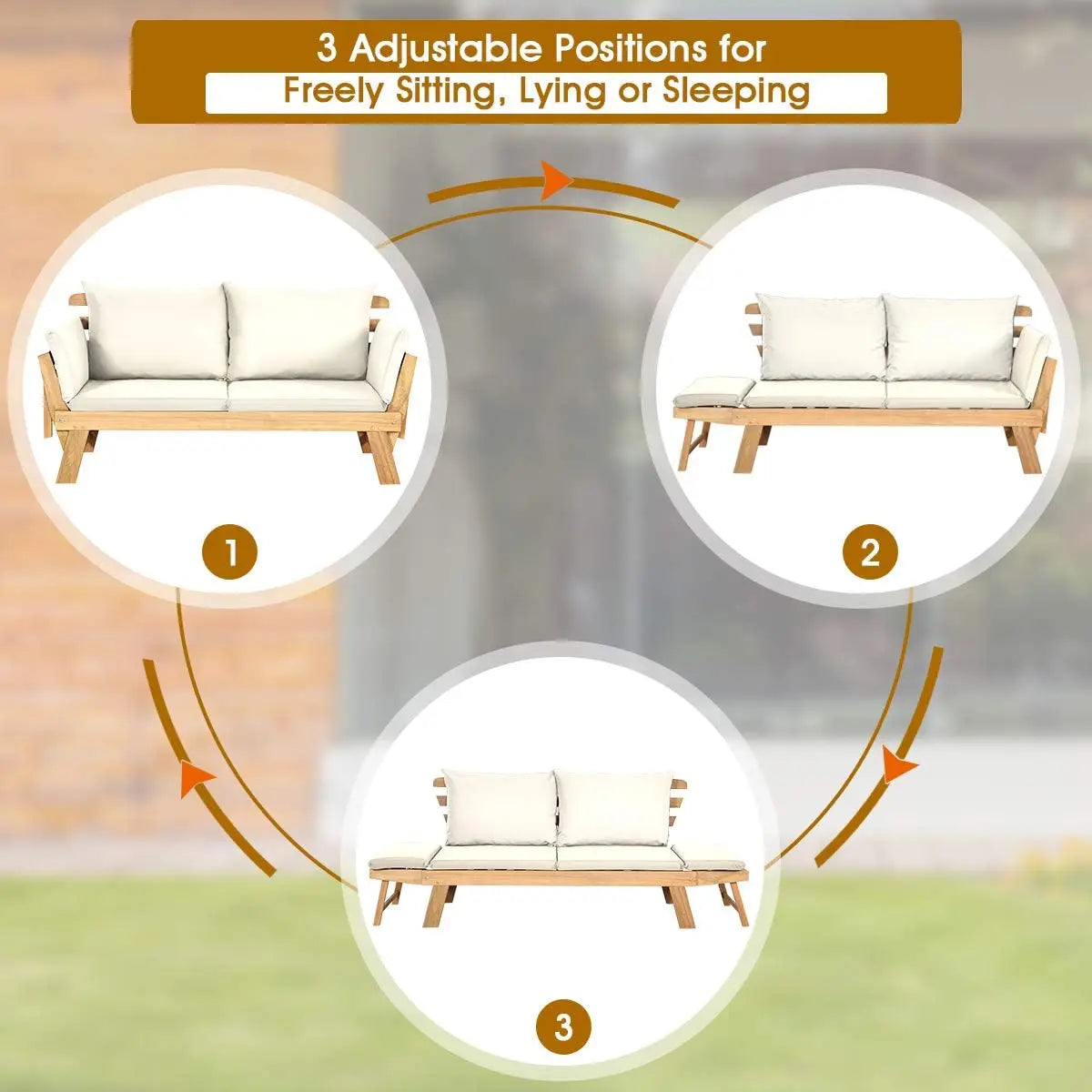 Convertible Acacia Daybed Sofa