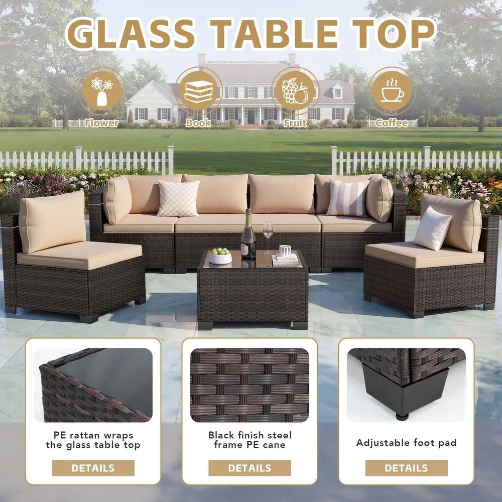 Wicker Tea Table Sofa Set