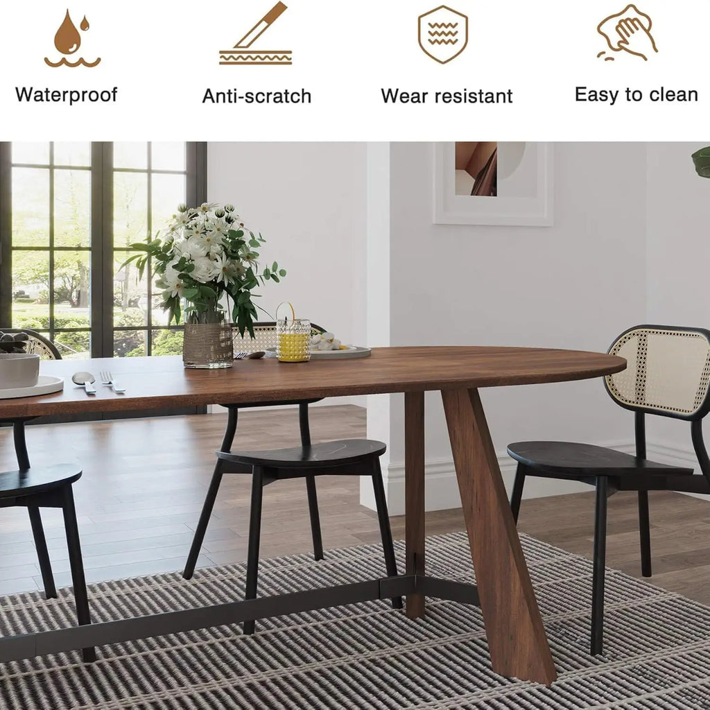 Rustic Oval Dining Table for 6–8