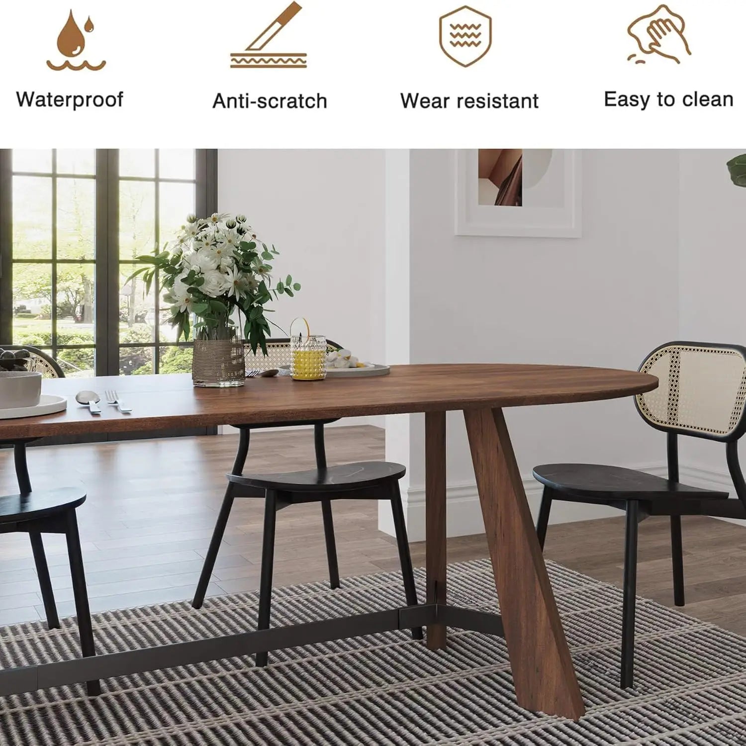 Rustic Oval Dining Table for 6–8