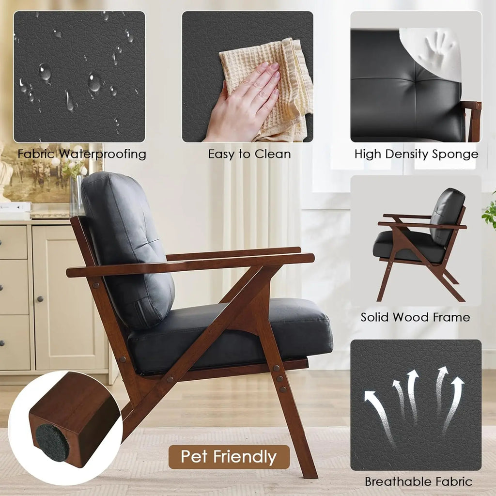 Leather Accent Chair Set of 2
