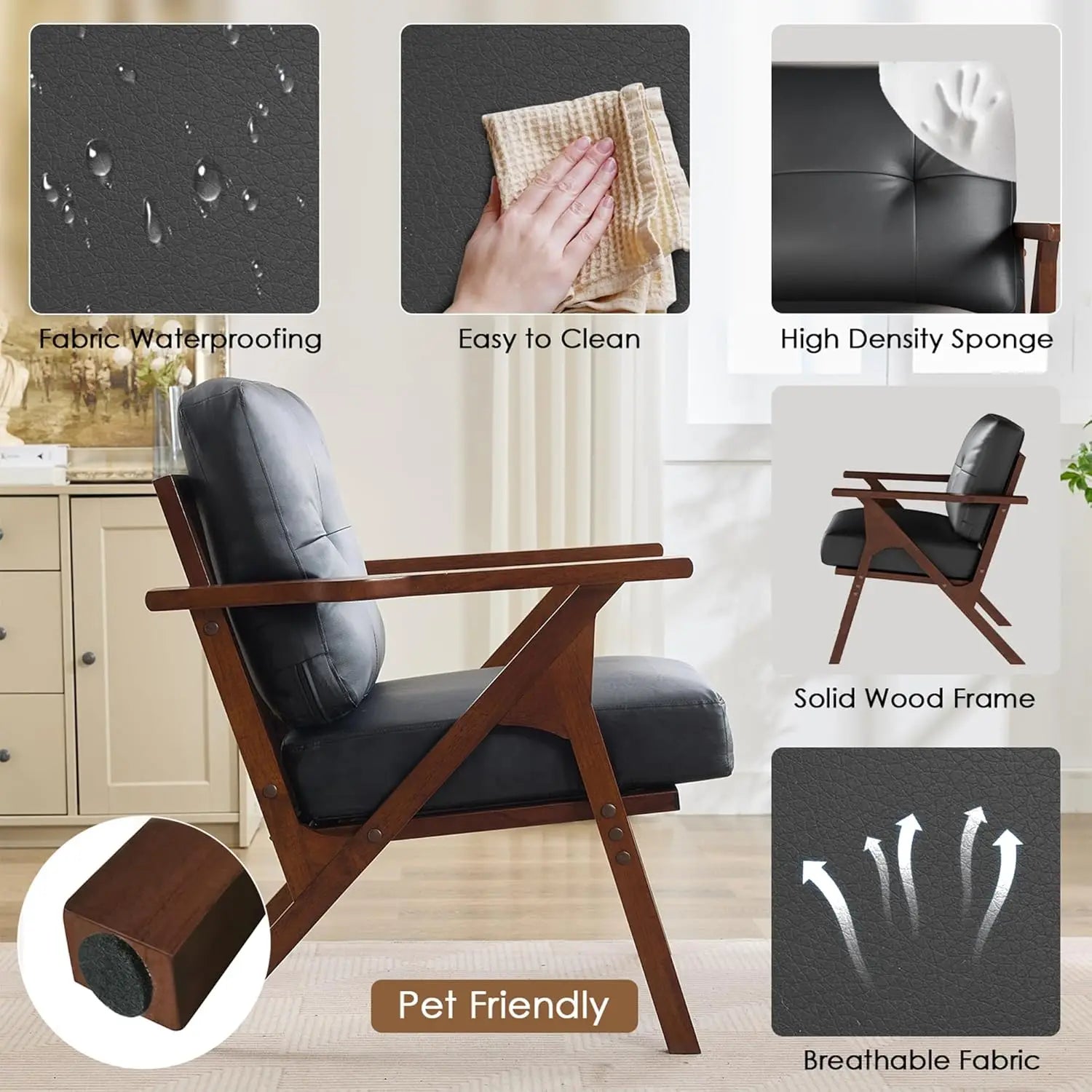 Leather Accent Chair Set of 2