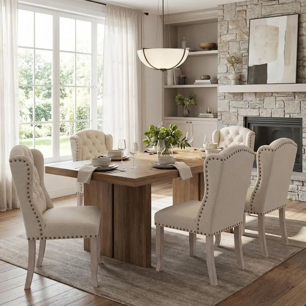 Wingback Arm Dining Chairs Set of 6