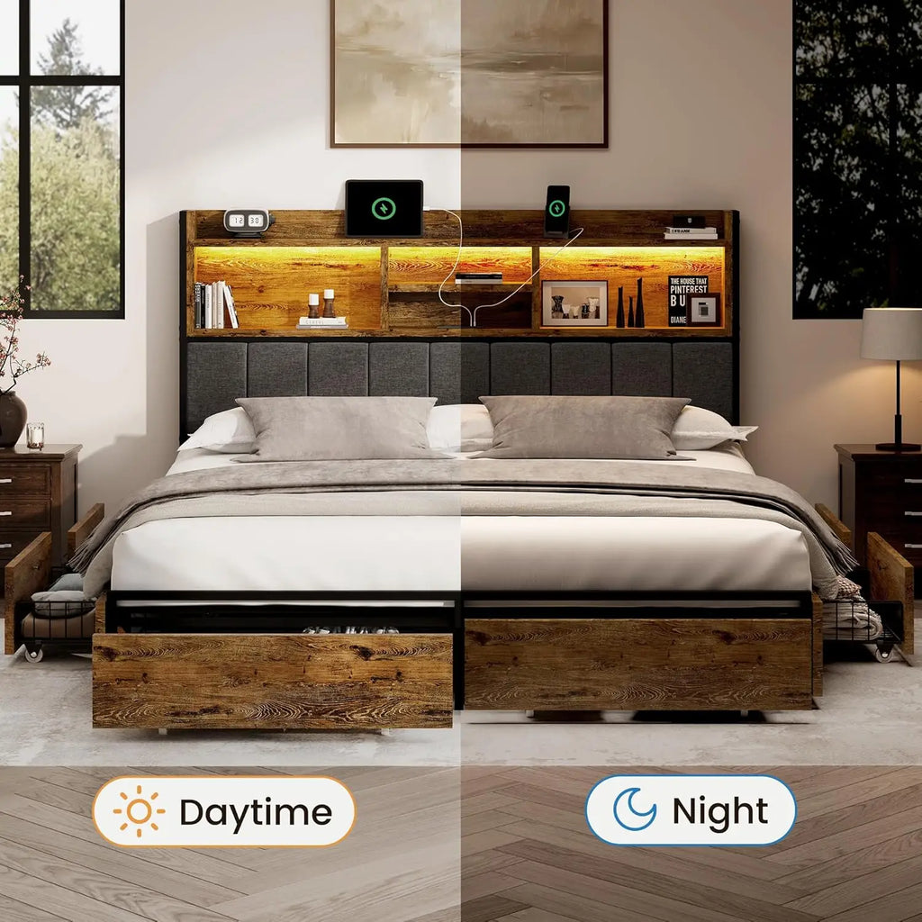 Queen Storage Bed with USB Charging