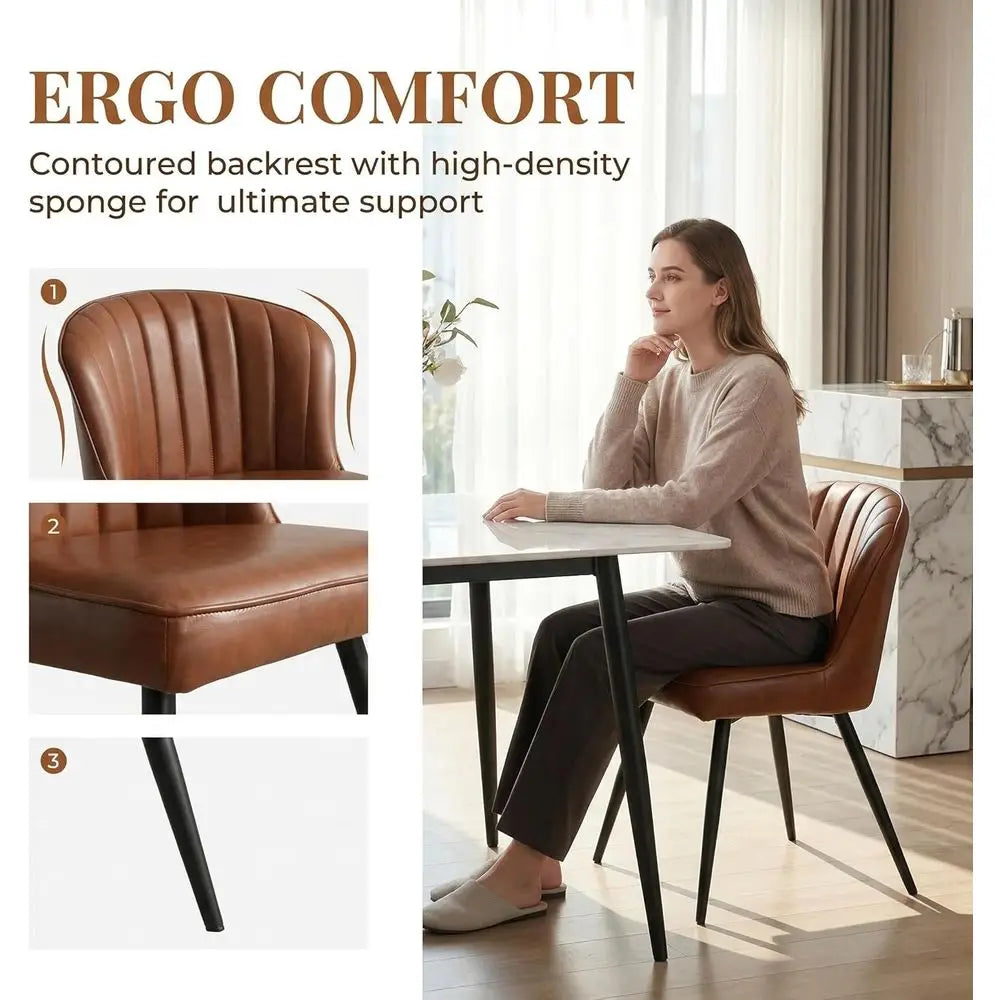 Brown Leather Dining Chairs Set of 4