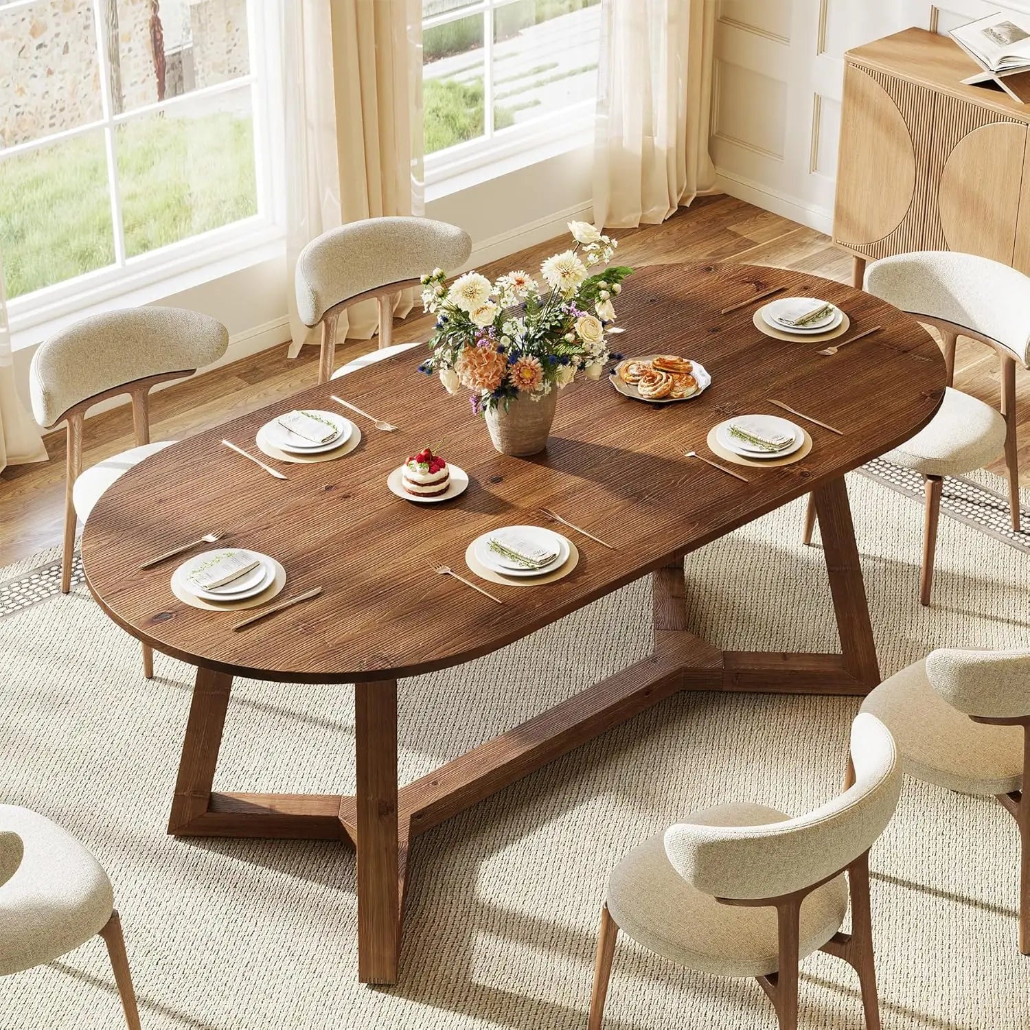 Solid Wood Oval Dining Table