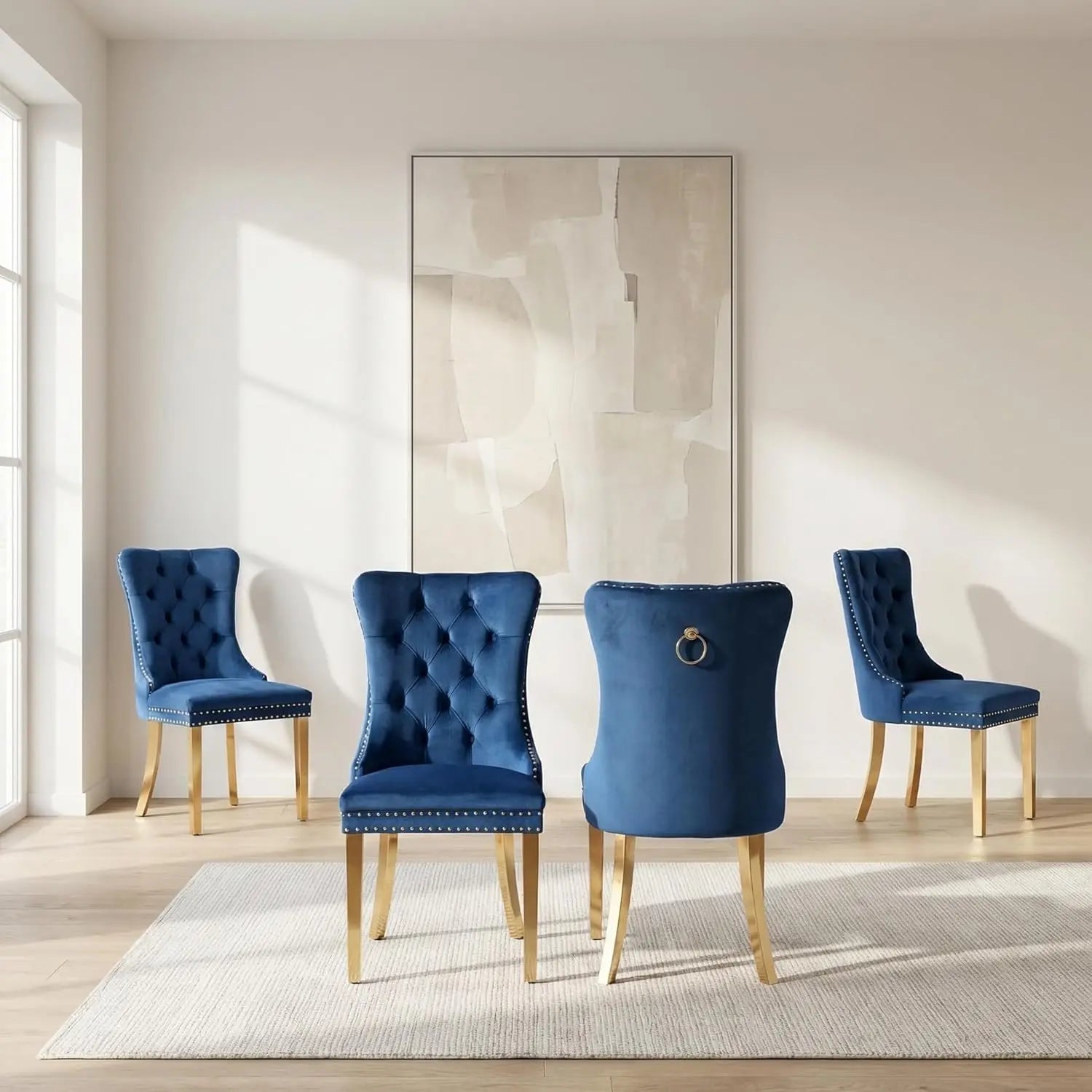 Tufted Velvet Dining Chairs Set of 4