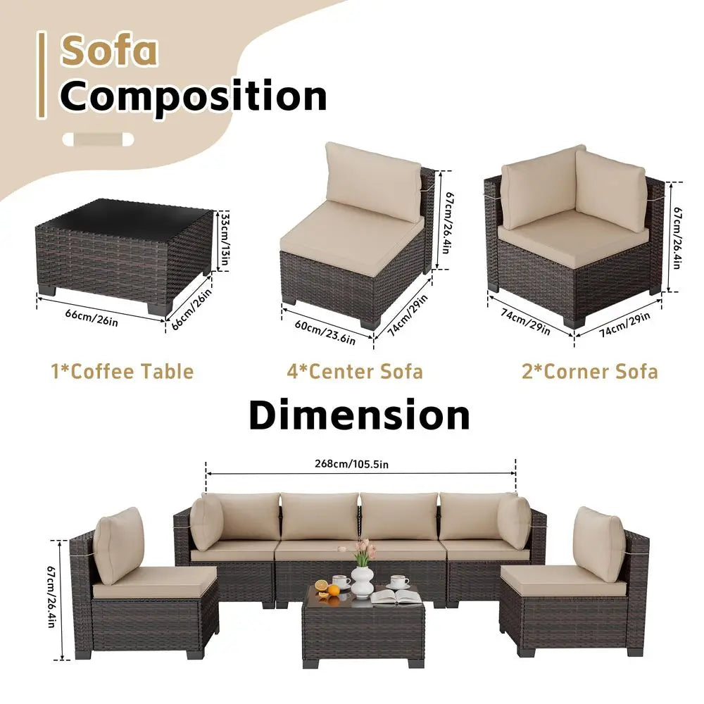 Wicker Tea Table Sofa Set