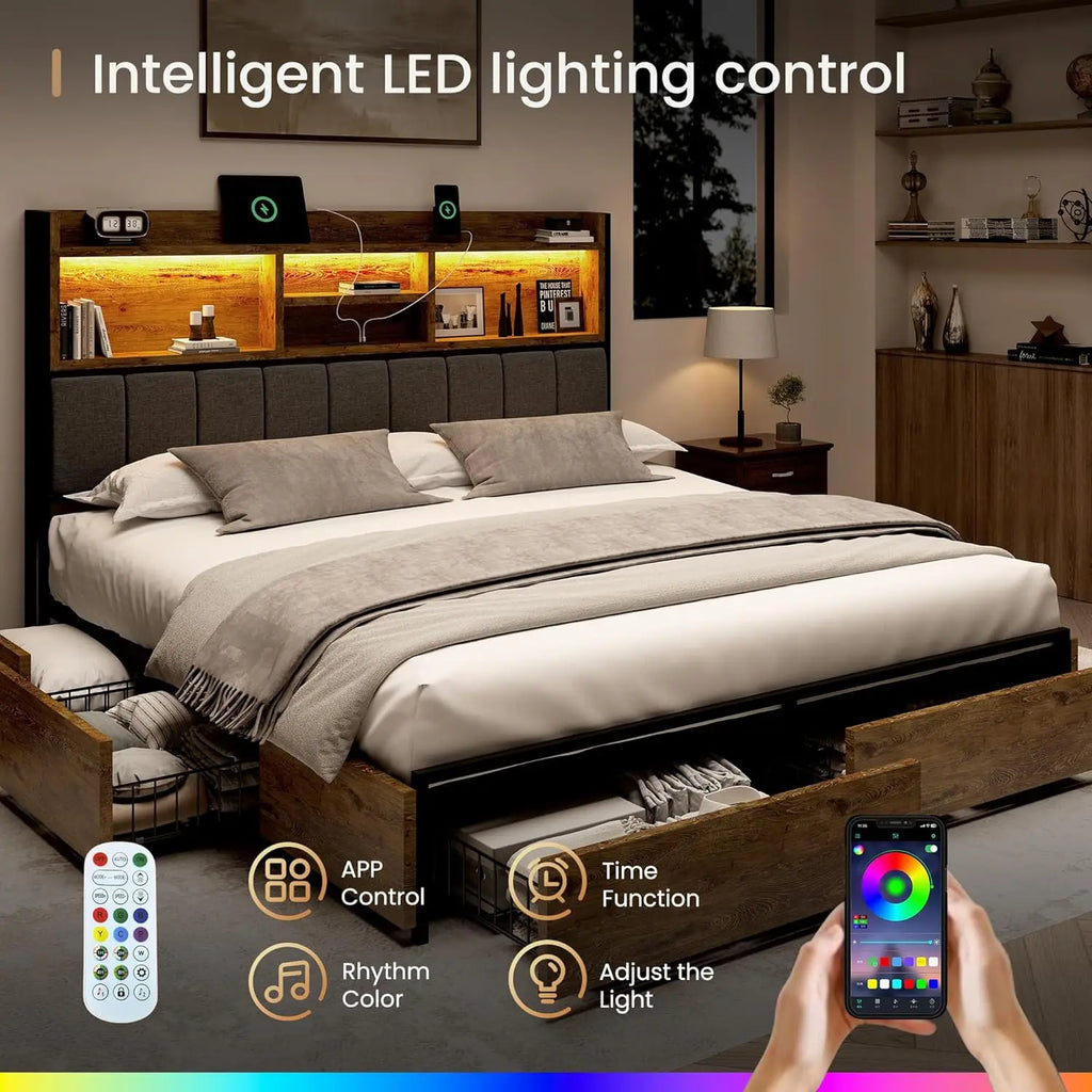Queen Storage Bed with USB Charging
