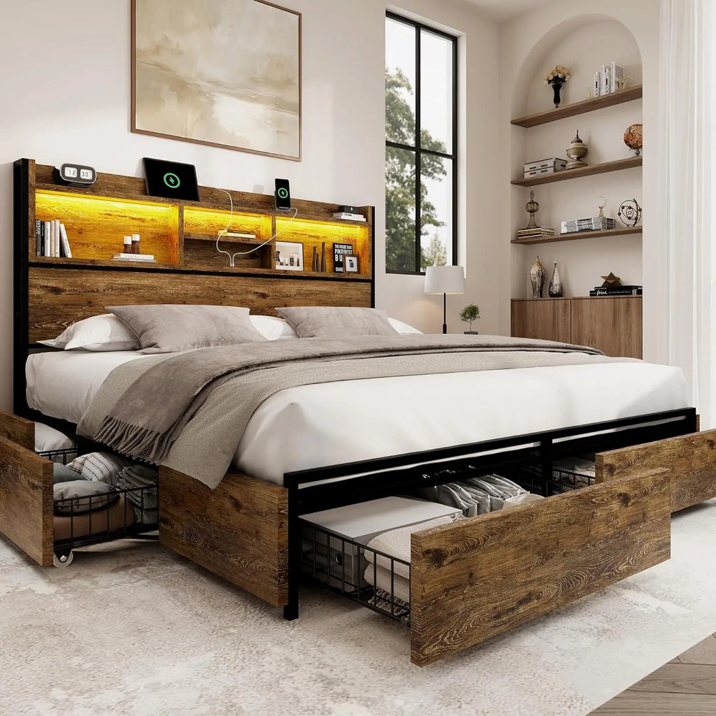 Queen Storage Bed with USB Charging