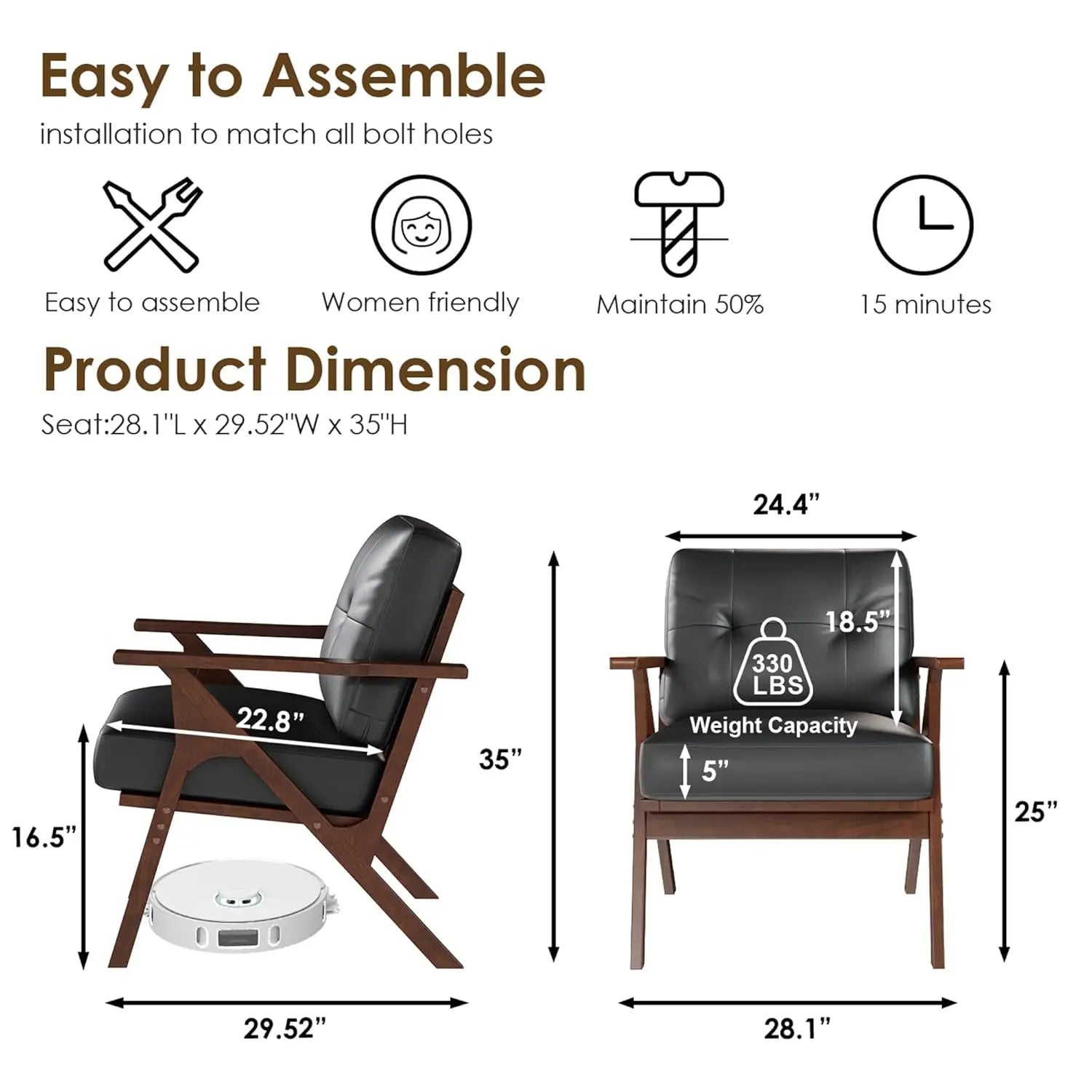 Leather Accent Chair Set of 2