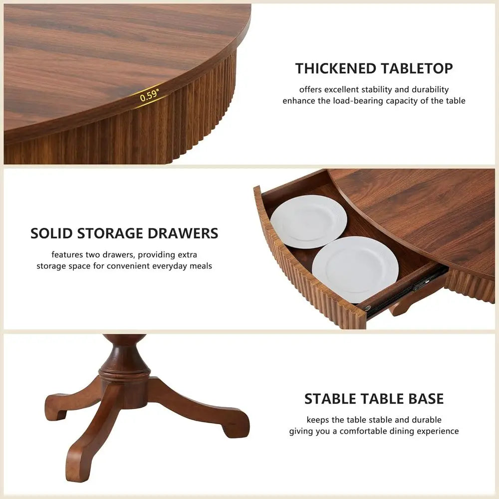 Walnut Round Dining Table