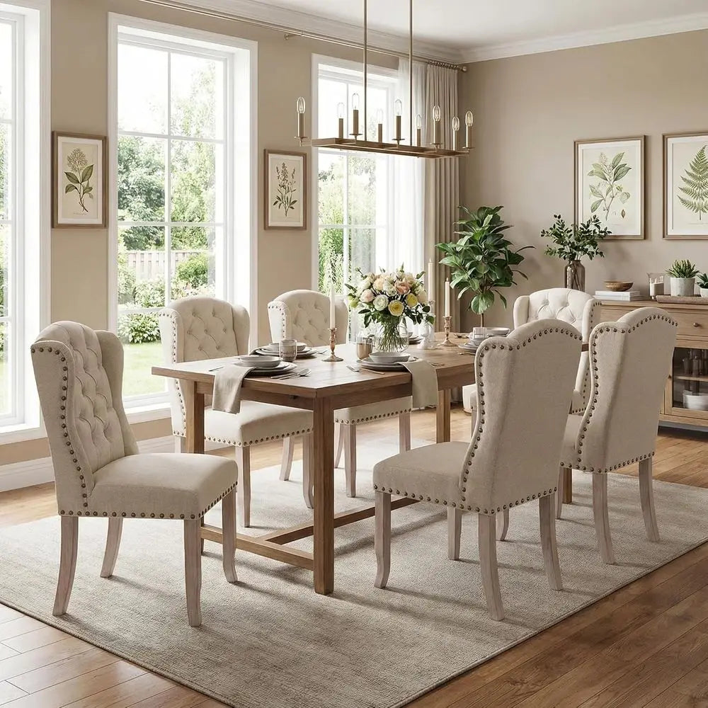Wingback Arm Dining Chairs Set of 6