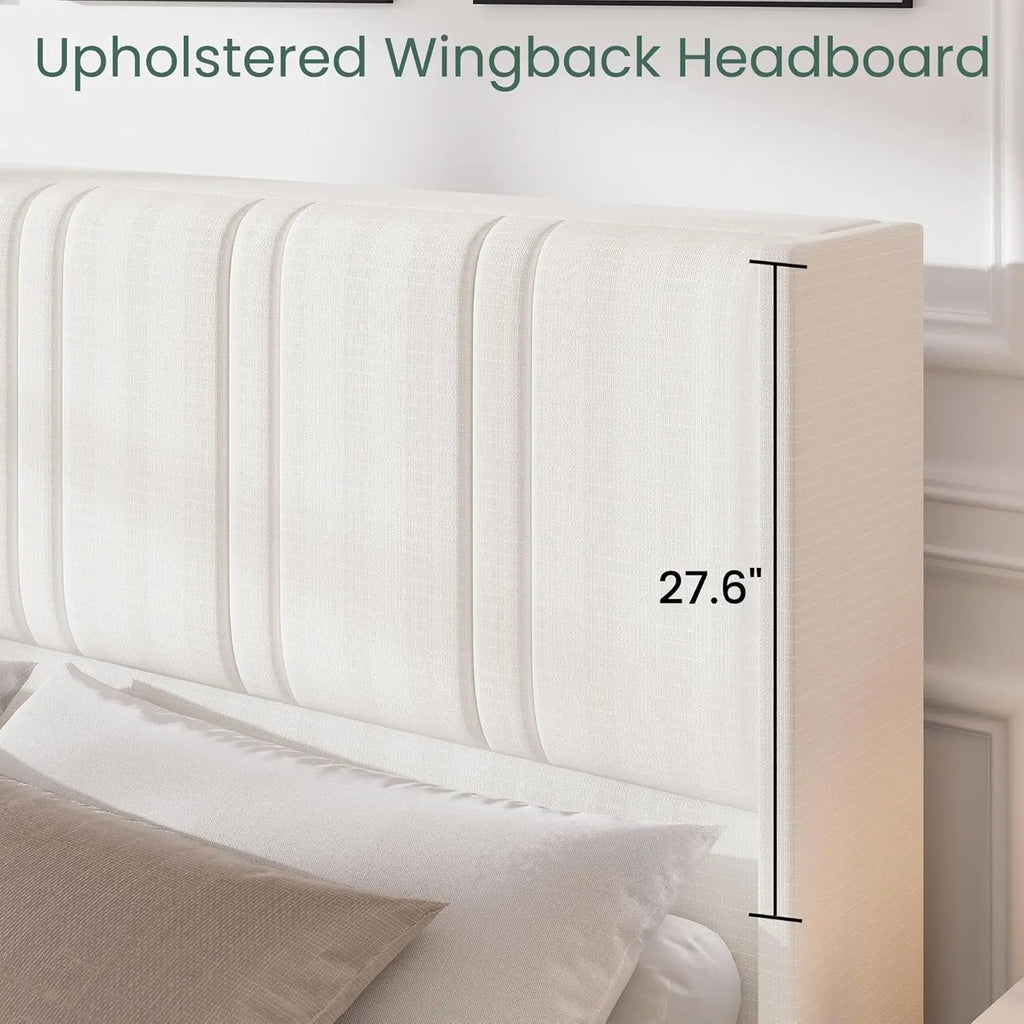 King Storage Bed with Wingback Headboard