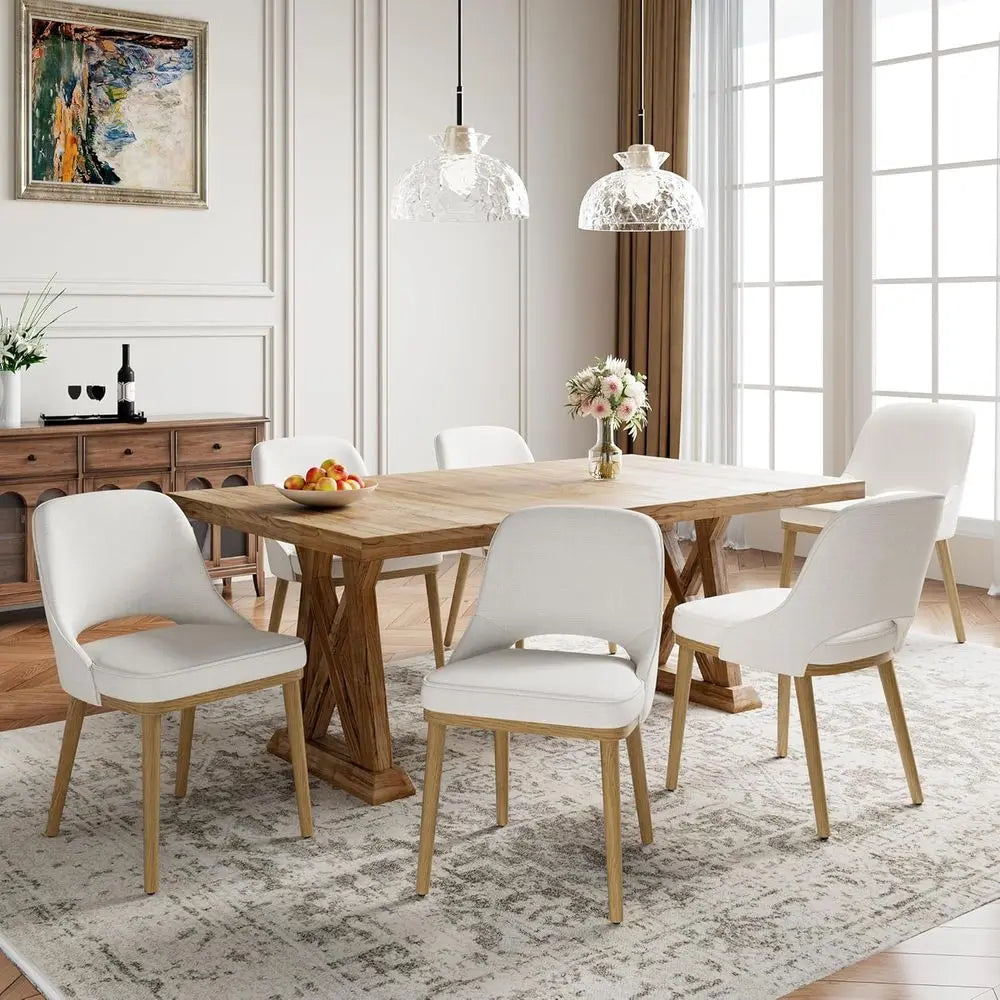 Curved Back Dining Chairs Set of 6