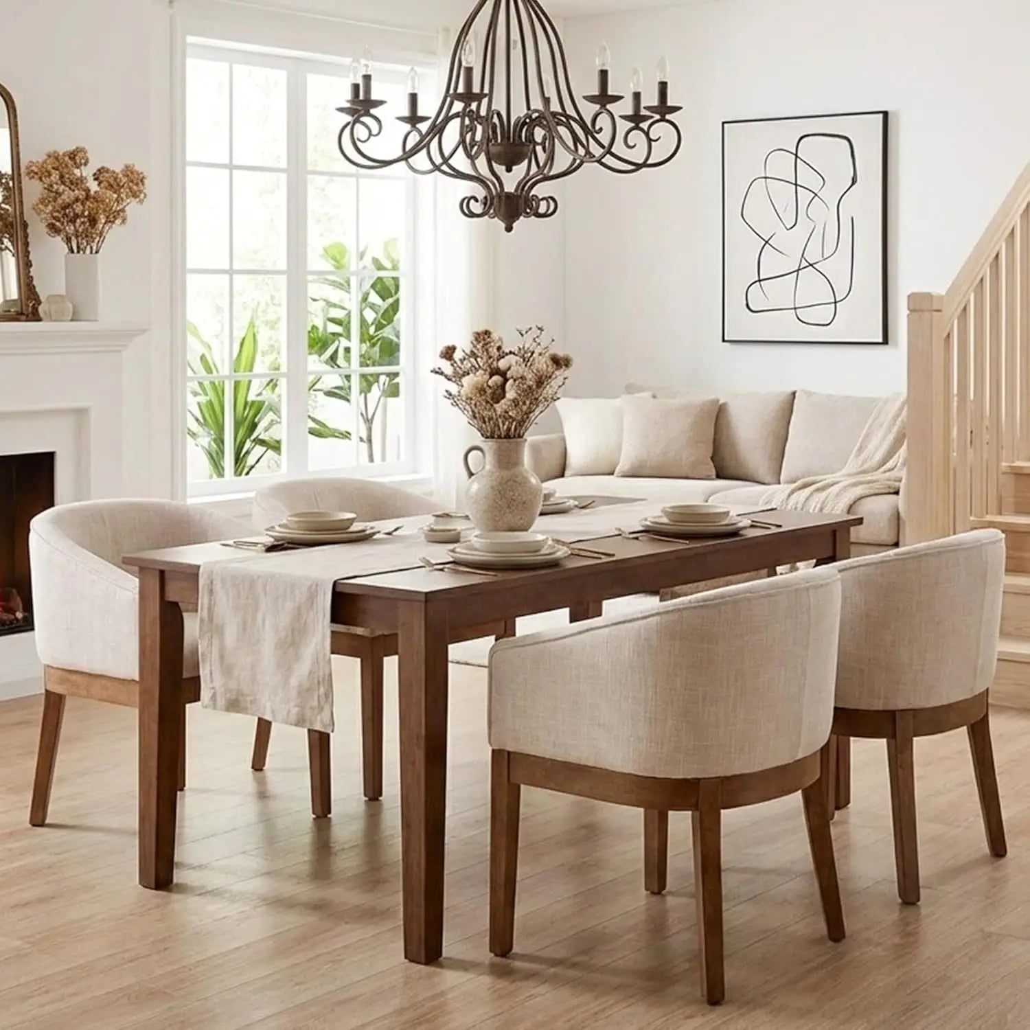 Mid-Century Barrel Dining Chairs Set of 2