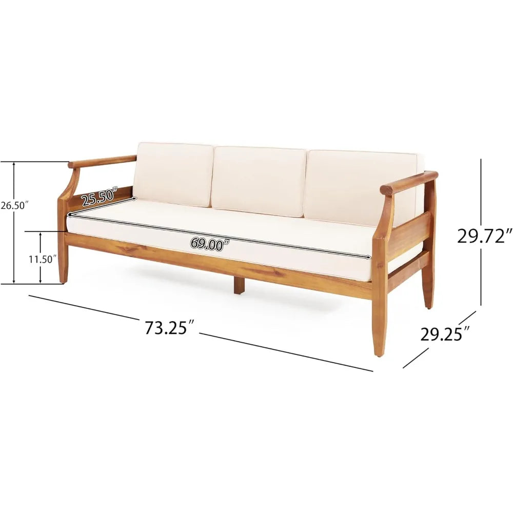 Acacia Wood Outdoor Bench Sofa