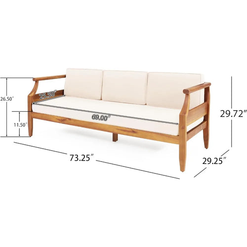 Acacia Wood Outdoor Bench Sofa