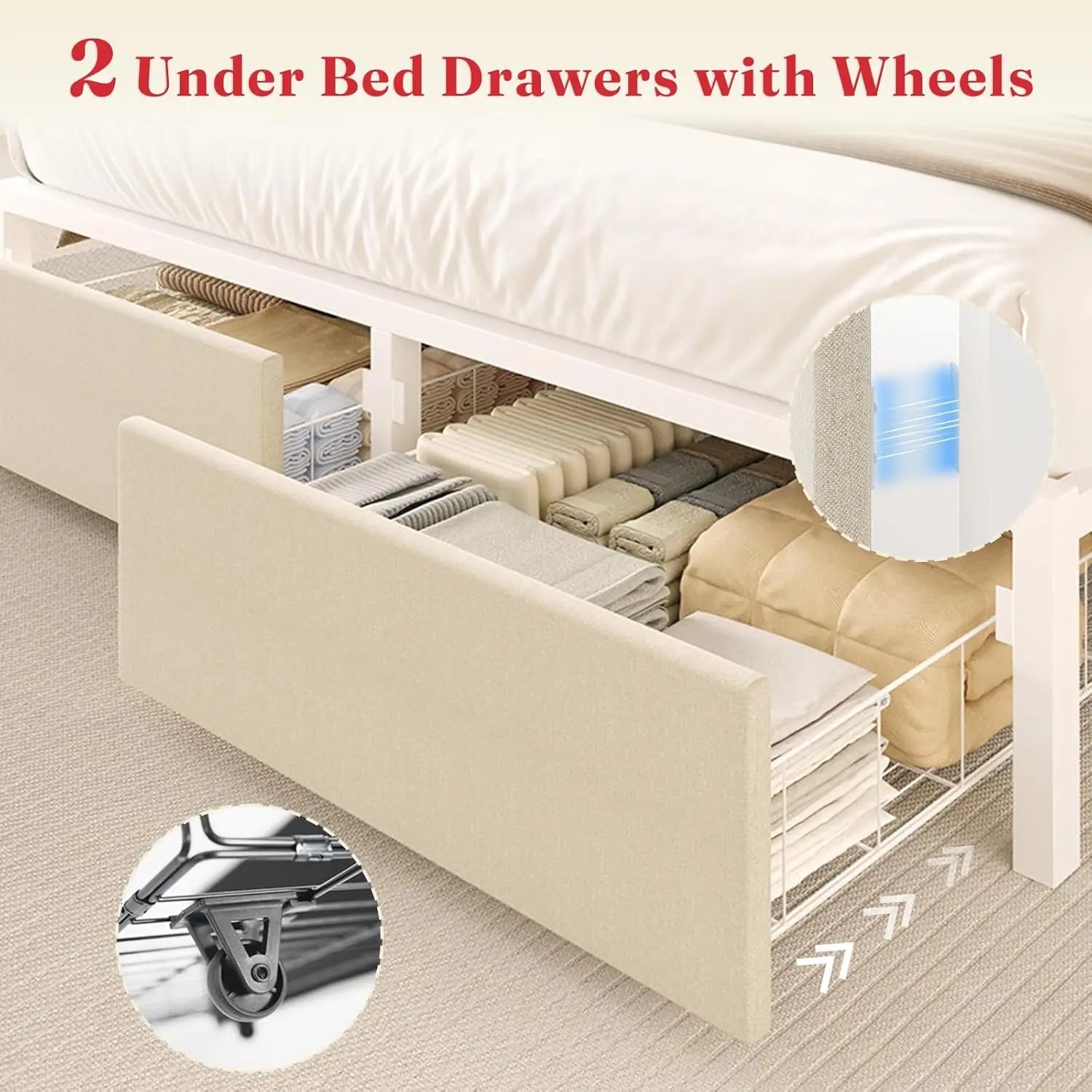 King Storage Bed with LED Headboard
