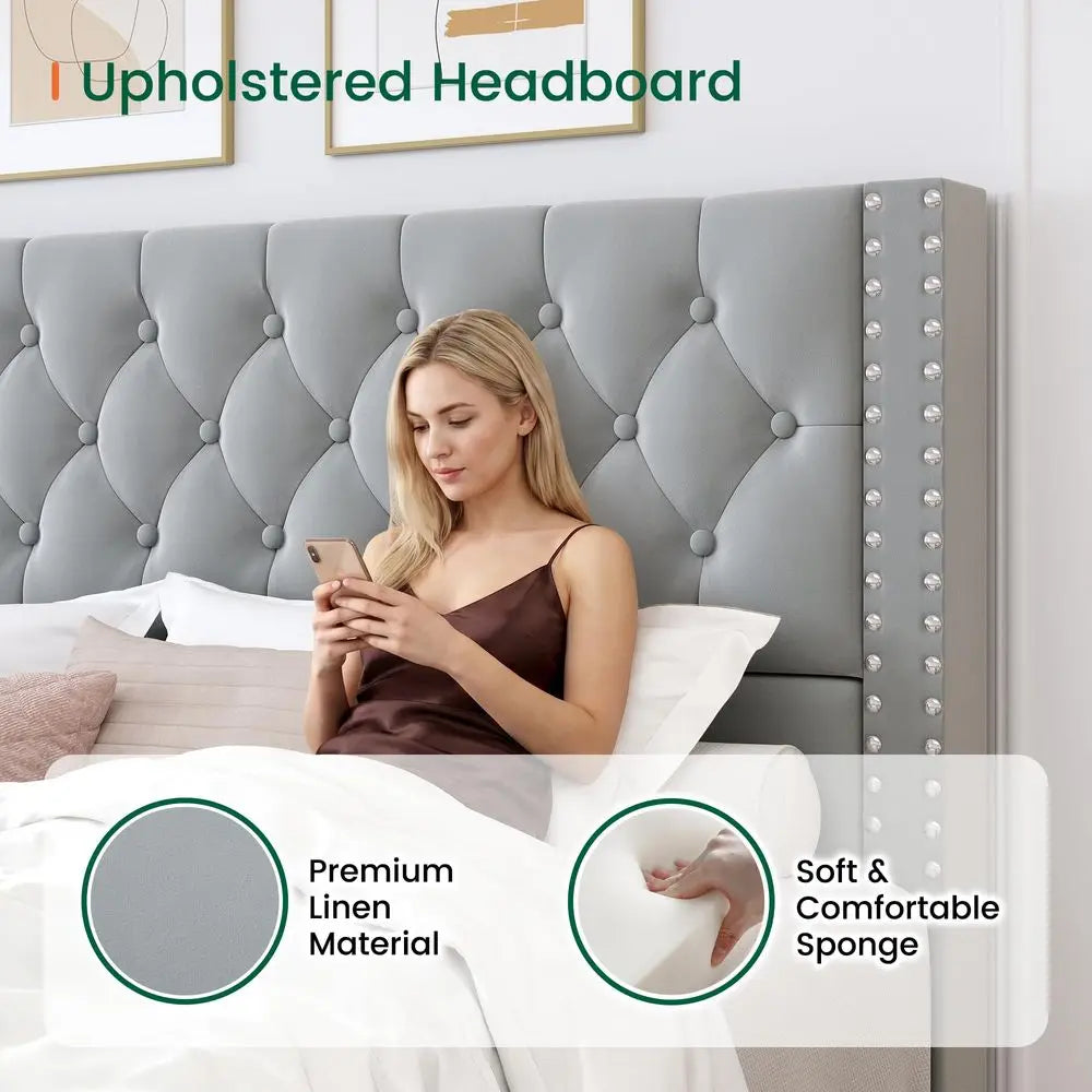 King Velvet Storage Bed