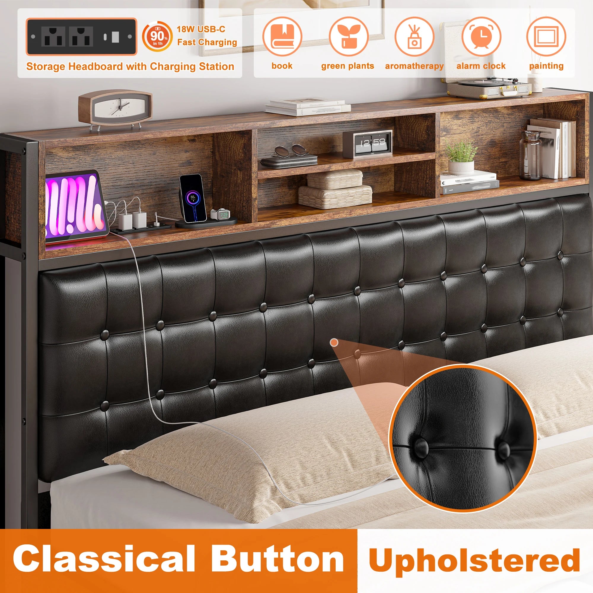 Upholstered Storage Bed with Drawers