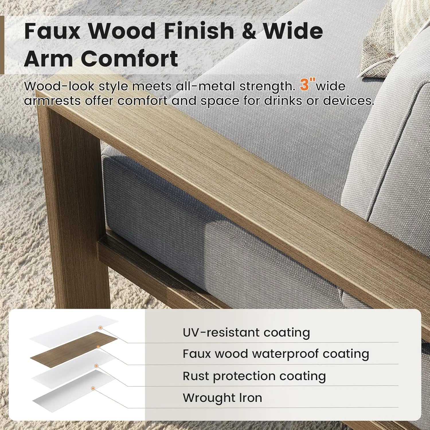 Metal Patio Sectional Sofa Set