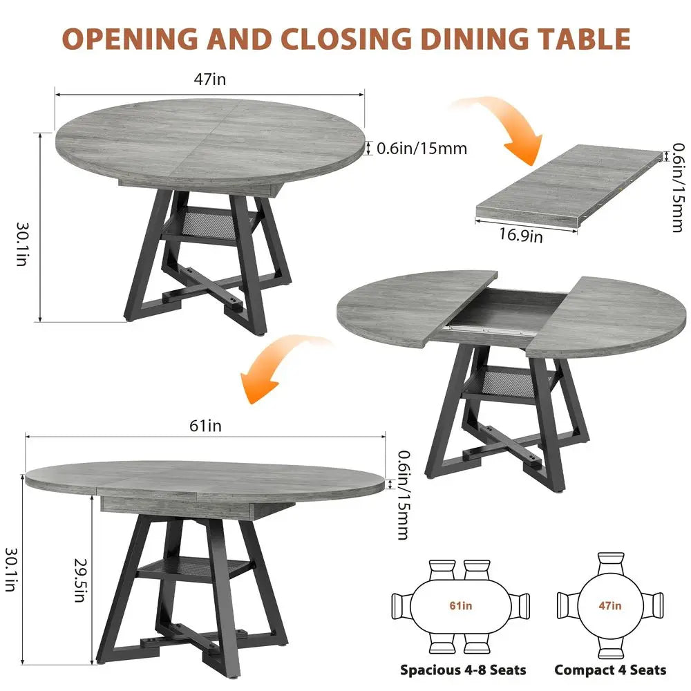 Extendable Round Dining Table