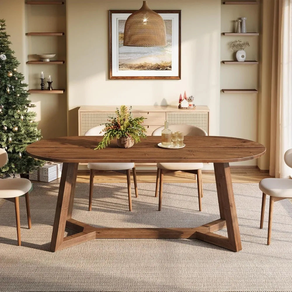 Solid Wood Oval Dining Table