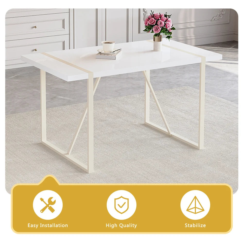 White Dining Table Set with 6 Chairs