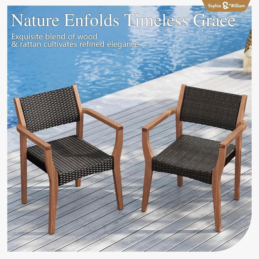 Outdoor Wicker Dining Chairs Set of 2