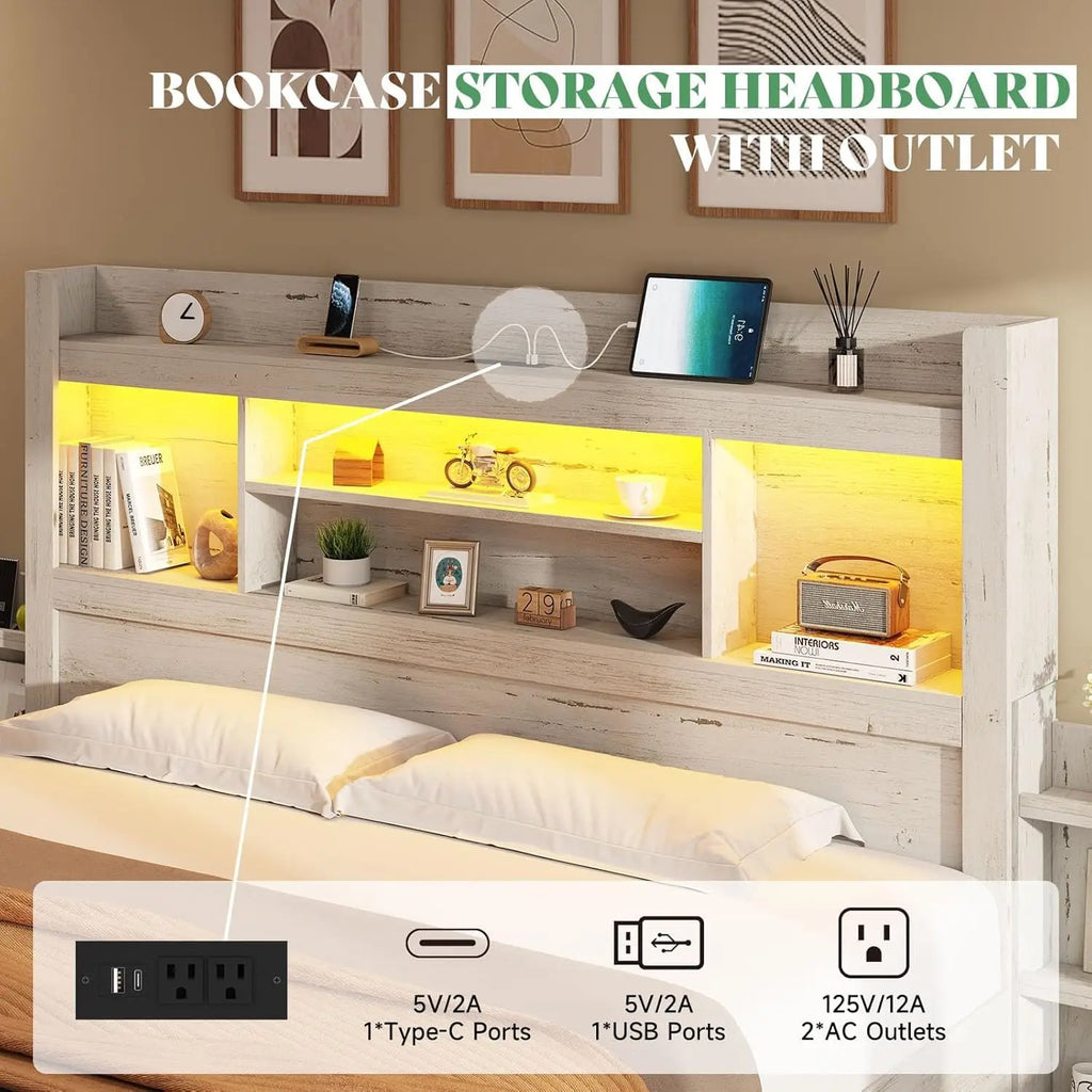 California King LED Storage Bed
