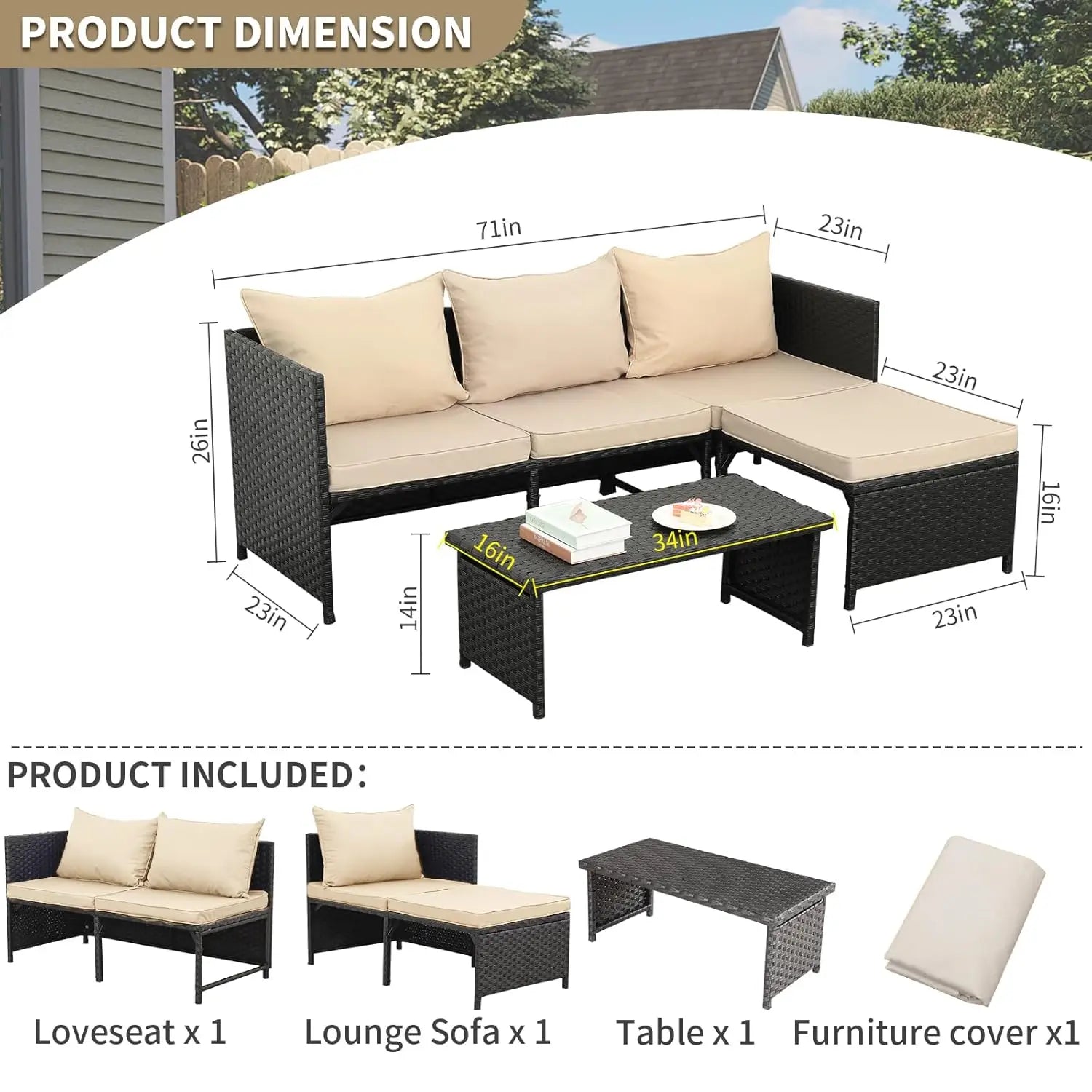 Black Rattan Conversation Set